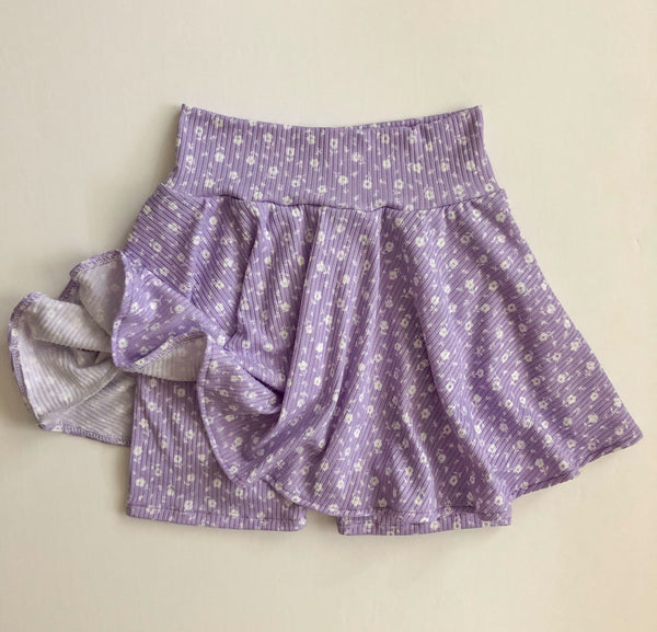 purple floral rib tie cami + twirl bike shorts