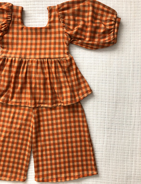 pumpkin gingham rib set