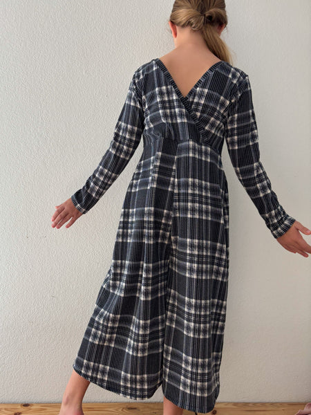 plaid textured rib v-back jumper (more colors)