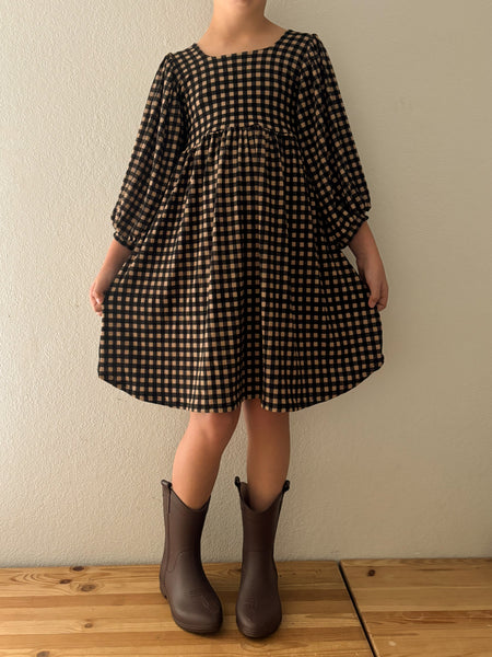 bohemian dress - fall gingham rib