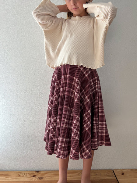plaid textured rib midi skirt (more colors)