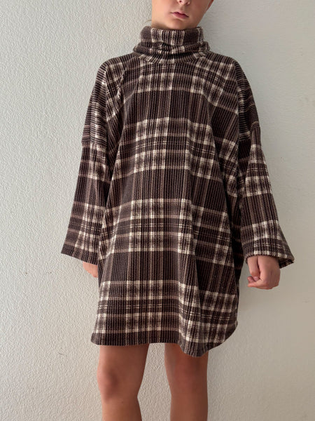 plaid textured rib boxy turtleneck dress (more colors)