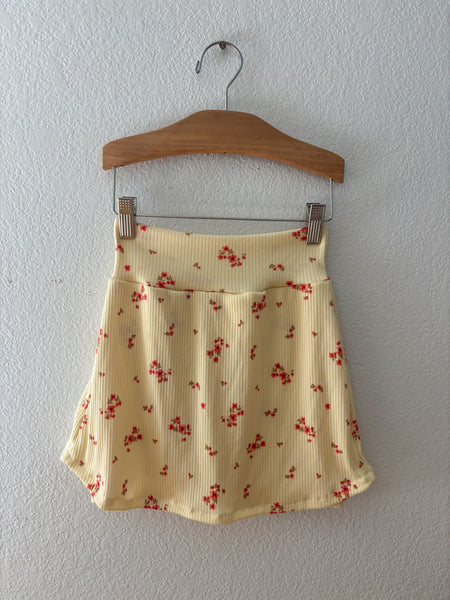 yellow floral rib mini skort