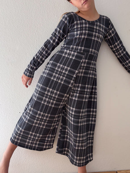 plaid textured rib v-back jumper (more colors)