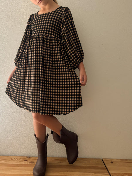 bohemian dress - fall gingham rib