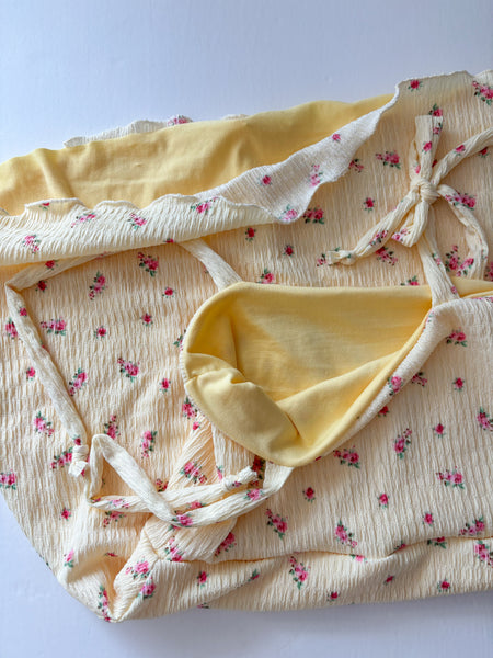 Butter floral crinkle tie mini dress (fully lined)