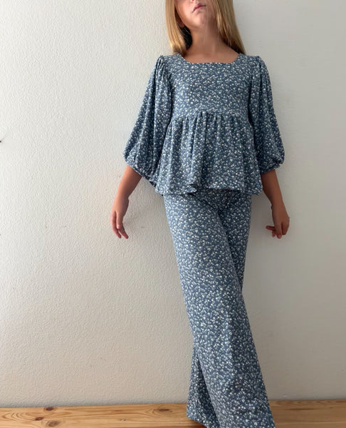 chambray floral rib set