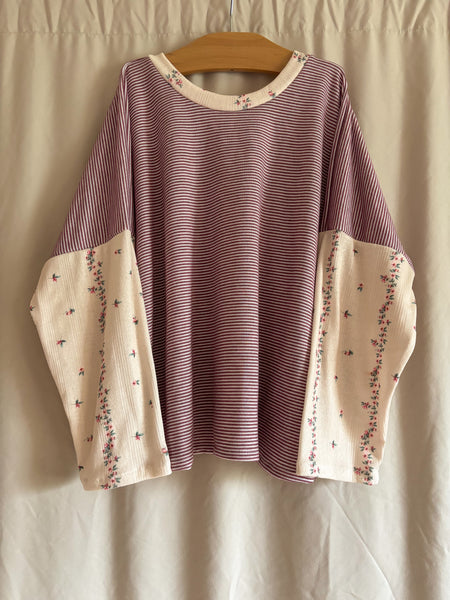 mauve stripe/floral boxy tee
