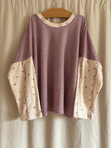 mauve stripe/floral boxy tee