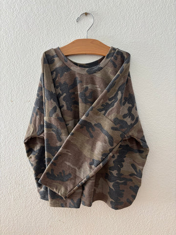 brown camo terry long sleeve boxy tee