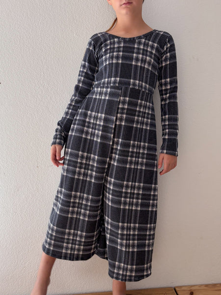 plaid textured rib v-back jumper (more colors)