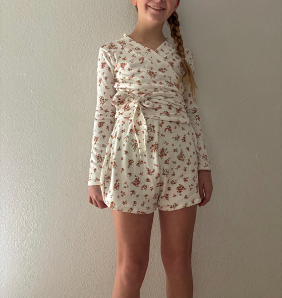 vintage floral cotton pointelle lounge set