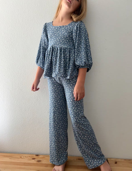 chambray floral rib set