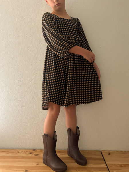 bohemian dress - fall gingham rib