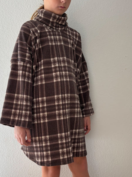 plaid textured rib boxy turtleneck dress (more colors)