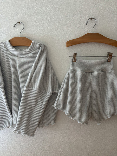 Heather gray sweater knit lounge set
