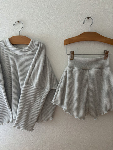 Heather gray sweater knit lounge set