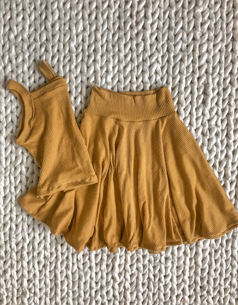 honey rib cami + midi skirt