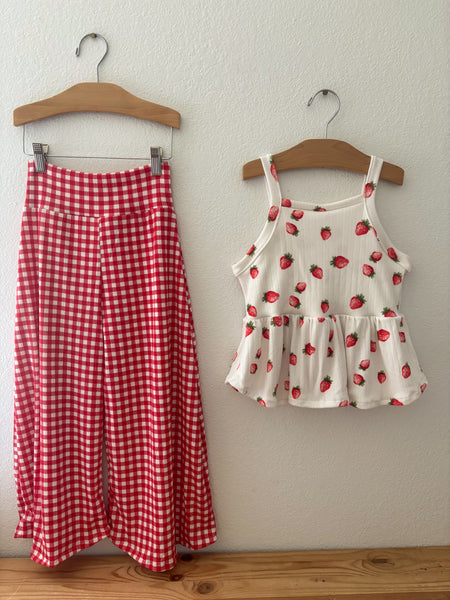 red strawberry gingham set