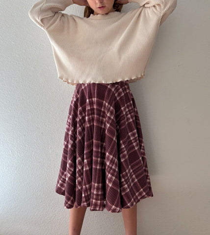 plaid textured rib midi skirt (more colors)