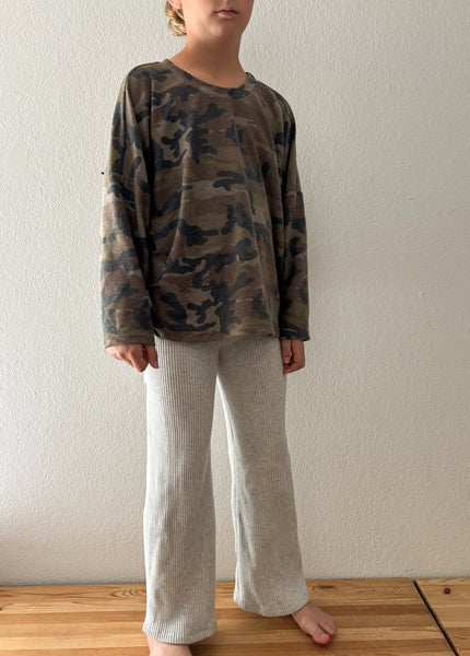 brown camo terry long sleeve boxy tee