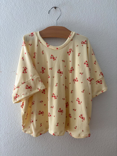 yellow floral rib boxy tee