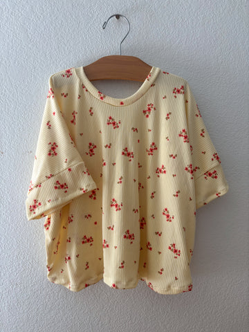 yellow floral rib boxy tee