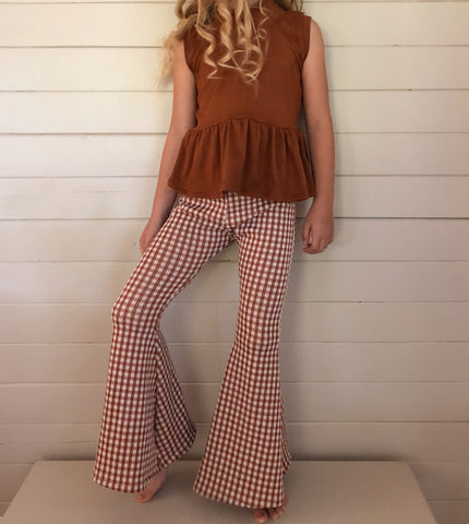 cinnamon gingham double knit bells