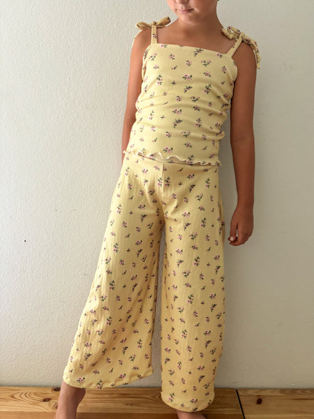 cotton pointelle cropped wide leg pants (more colors)