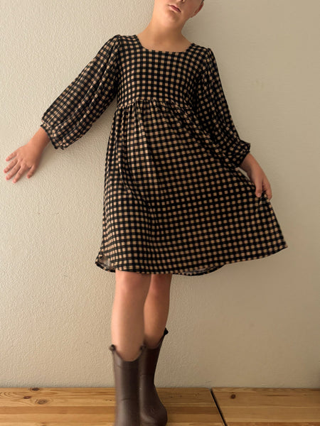 bohemian dress - fall gingham rib