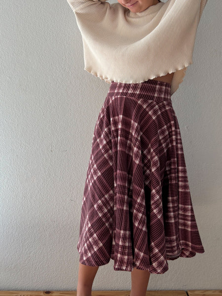 plaid textured rib midi skirt (more colors)