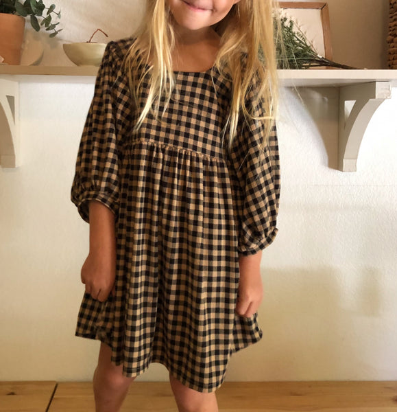 bohemian dress - fall gingham rib