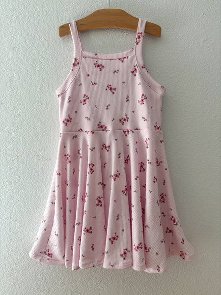 Dusty pink floral rib tennis dress (attached shorts)