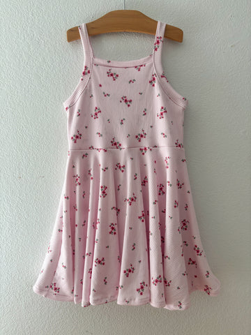 Dusty pink floral rib tennis dress (attached shorts)