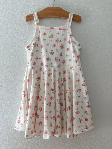peach floral on white rib tennis dress (attached shorts)