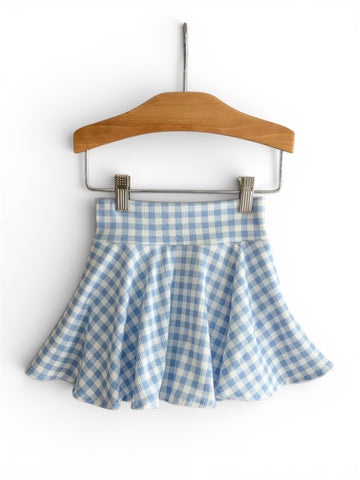 sky gingham rib twirl skort