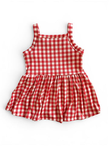 red gingham rib camisole peplum