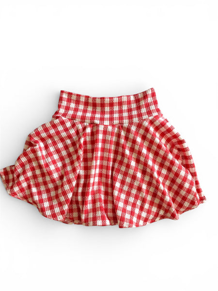 red gingham rib twirl skort