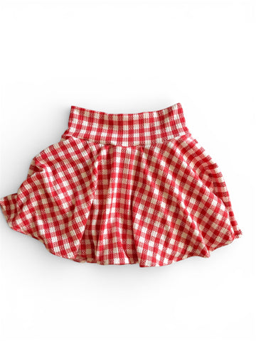 red gingham rib twirl skort