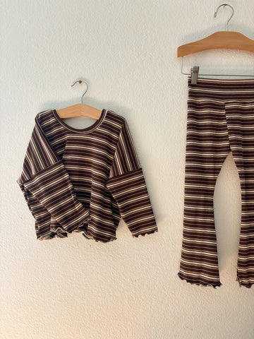 striped rib boxy tee + flare leggings