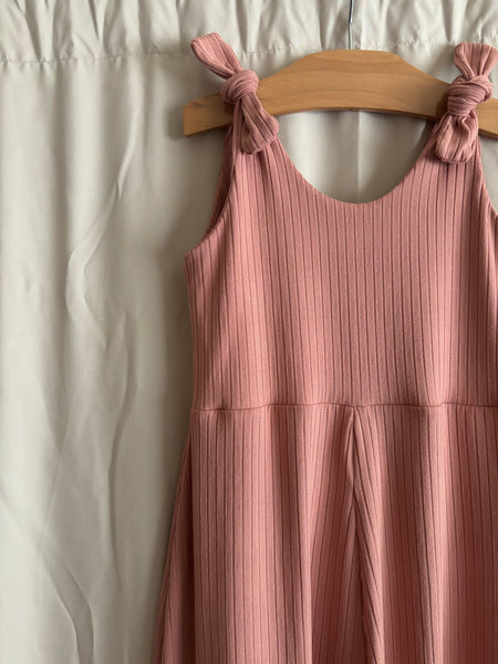 dusty rose rib knotted jumper