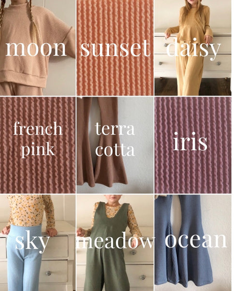 textured rib cropped wide leg pants (more colors)