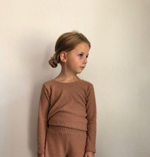 waffle knit long sleeve cropped top (more colors)