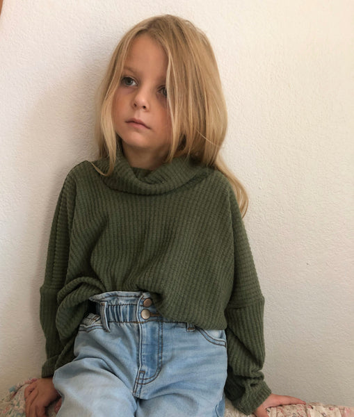 waffle knit boxy turtleneck sweater (more colors)